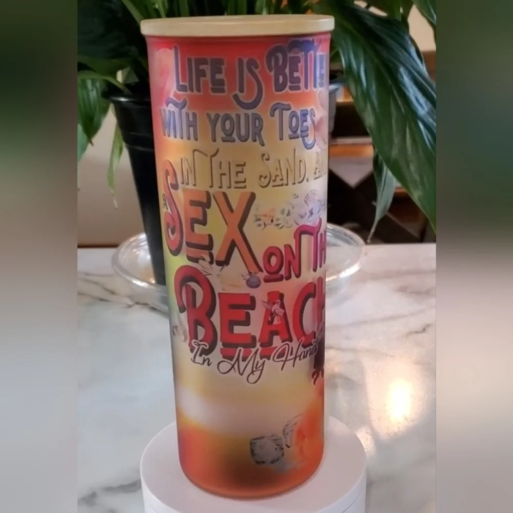 Life is Better With Your Toes In The Sand 20oz Matte Glass Tumbler w/ duo lids